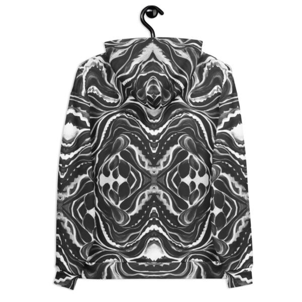 Black and White Plant Pattern Unisex Hoodie - Image 3