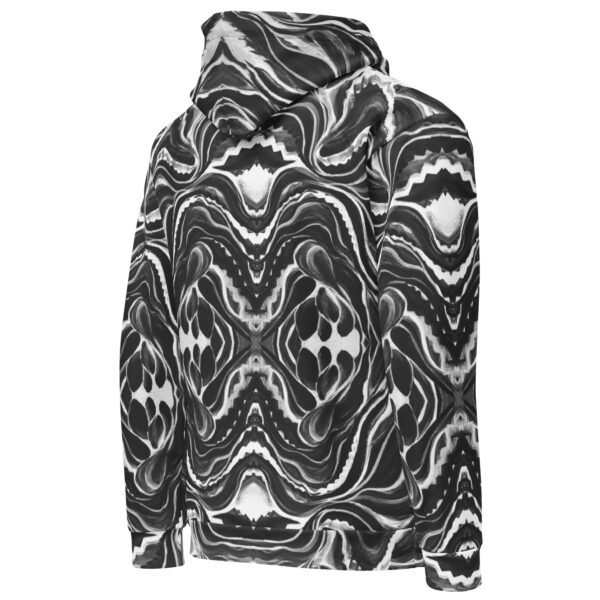 Black and White Plant Pattern Unisex Hoodie - Image 2