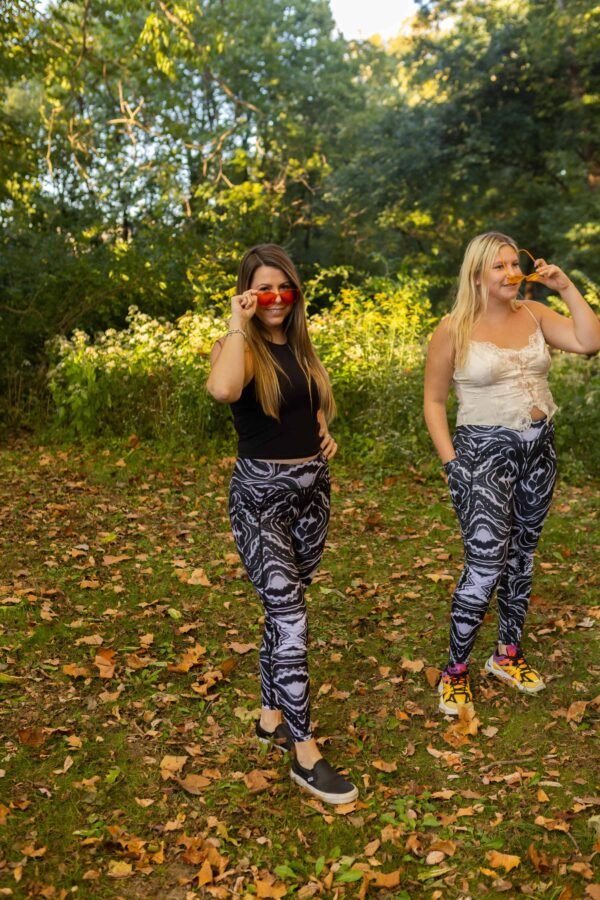 B&W Cannabis All-Over Print Plus Size Leggings - Image 3